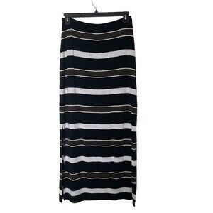 White House Black Market Maxi Skirt, Striped, Black, White, Brown. Size M.